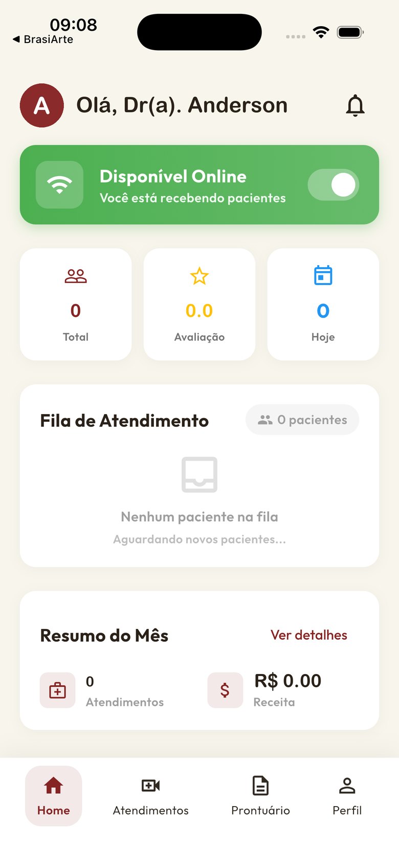 Anko Saúde app — App do médico — tela 1