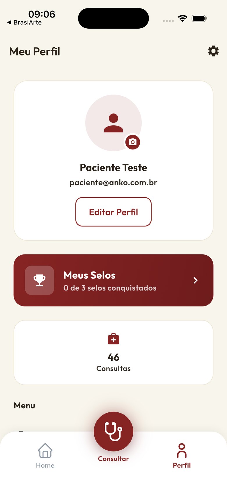 Anko Saúde app — App do paciente — tela 6