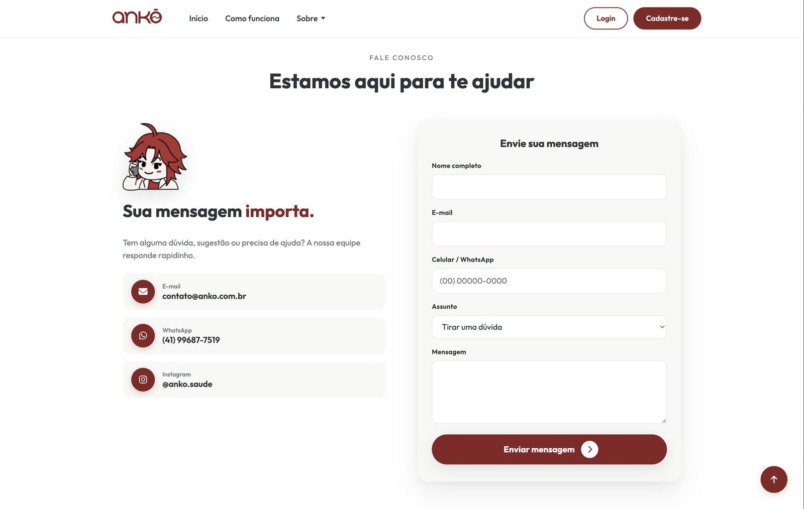 Anko Saúde — O site — tela 3